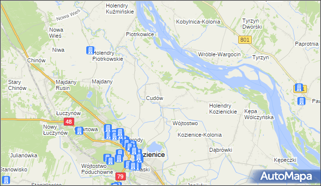 mapa Wymysłów gmina Kozienice, Wymysłów gmina Kozienice na mapie Targeo