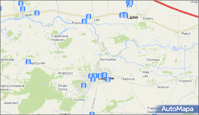 mapa Wymysłów gmina Zagórów, Wymysłów gmina Zagórów na mapie Targeo