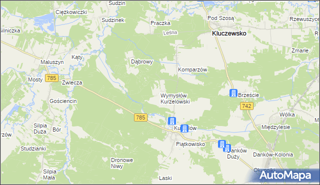 mapa Wymysłów Kurzelowski, Wymysłów Kurzelowski na mapie Targeo