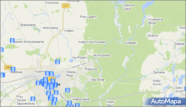 mapa Wymysłowo gmina Tuchola, Wymysłowo gmina Tuchola na mapie Targeo