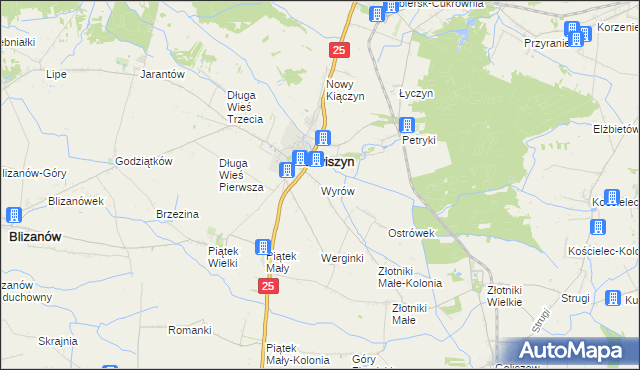 mapa Wyrów gmina Stawiszyn, Wyrów gmina Stawiszyn na mapie Targeo