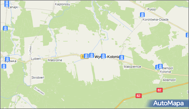 mapa Wyryki, Wyryki na mapie Targeo