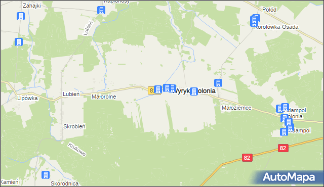 mapa Wyryki-Połód, Wyryki-Połód na mapie Targeo