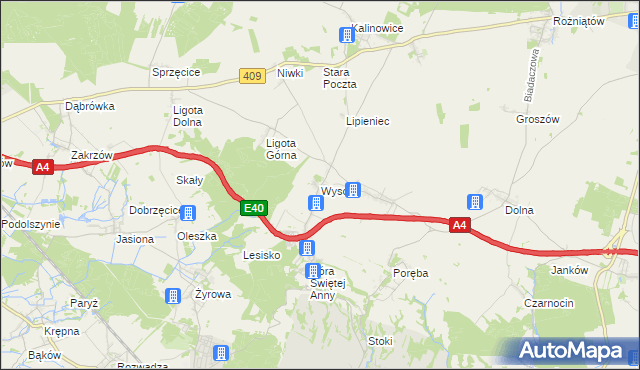 mapa Wysoka gmina Leśnica, Wysoka gmina Leśnica na mapie Targeo