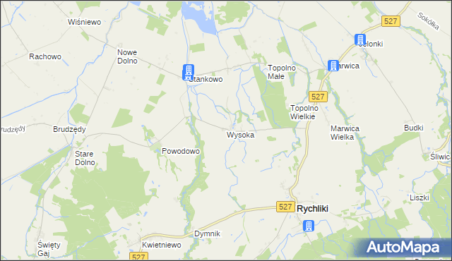 mapa Wysoka gmina Rychliki, Wysoka gmina Rychliki na mapie Targeo