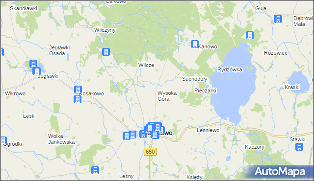 mapa Wysoka Góra gmina Srokowo, Wysoka Góra gmina Srokowo na mapie Targeo