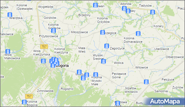 mapa Wysoki Średnie, Wysoki Średnie na mapie Targeo