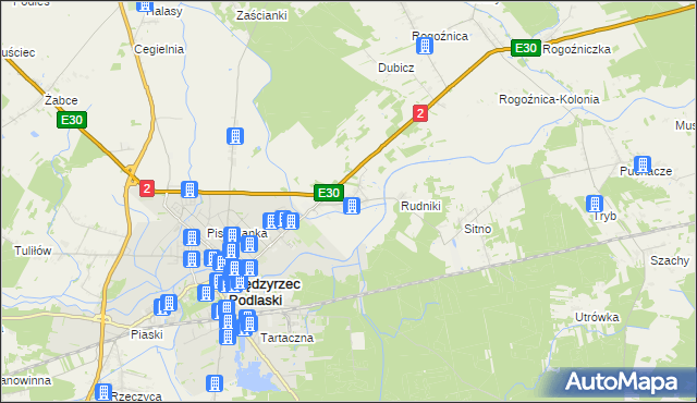 mapa Wysokie gmina Międzyrzec Podlaski, Wysokie gmina Międzyrzec Podlaski na mapie Targeo