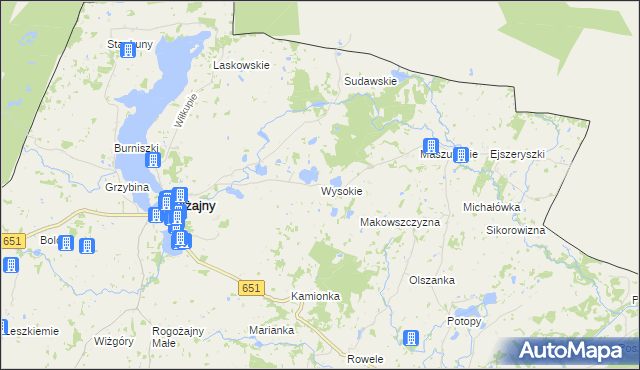 mapa Wysokie gmina Wiżajny, Wysokie gmina Wiżajny na mapie Targeo