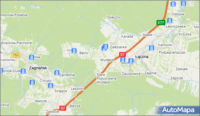 mapa Występa, Występa na mapie Targeo