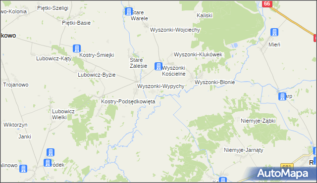 mapa Wyszonki-Nagórki, Wyszonki-Nagórki na mapie Targeo