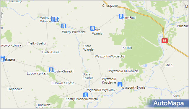 mapa Wyszonki-Wojciechy, Wyszonki-Wojciechy na mapie Targeo