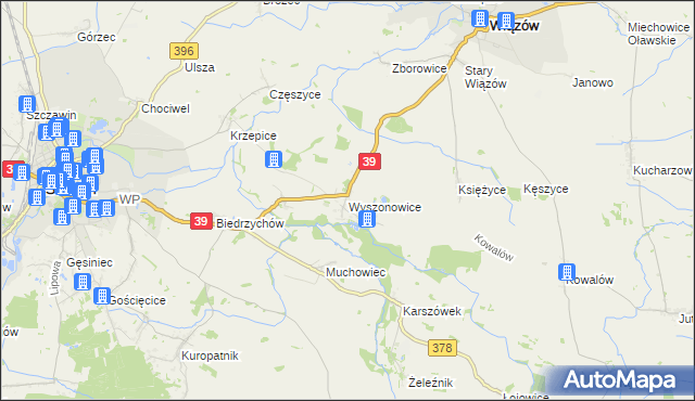 mapa Wyszonowice, Wyszonowice na mapie Targeo