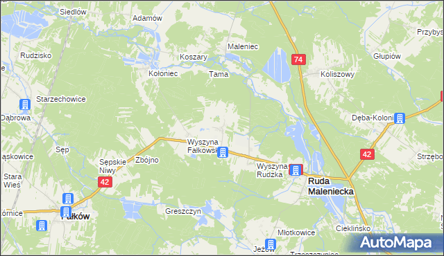 mapa Wyszyna Machorowska, Wyszyna Machorowska na mapie Targeo