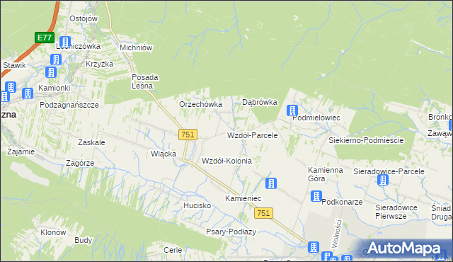 mapa Wzdół-Parcele, Wzdół-Parcele na mapie Targeo