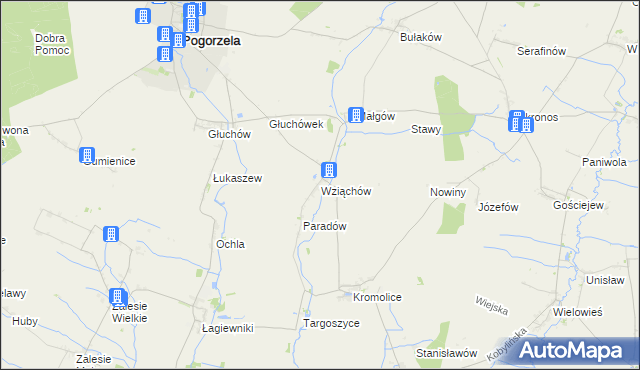 mapa Wziąchów, Wziąchów na mapie Targeo