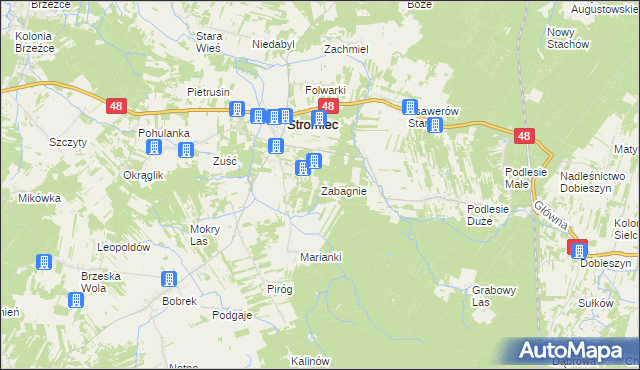 mapa Zabagnie gmina Stromiec, Zabagnie gmina Stromiec na mapie Targeo