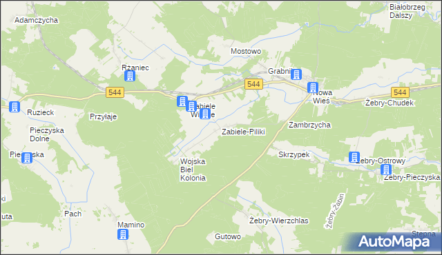 mapa Zabiele-Piliki, Zabiele-Piliki na mapie Targeo