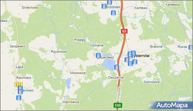 mapa Zabierzewo, Zabierzewo na mapie Targeo