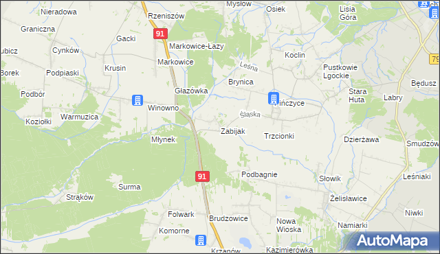 mapa Zabijak gmina Koziegłowy, Zabijak gmina Koziegłowy na mapie Targeo