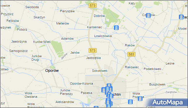 mapa Żabików gmina Żychlin, Żabików gmina Żychlin na mapie Targeo