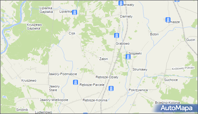 mapa Żabin gmina Goworowo, Żabin gmina Goworowo na mapie Targeo