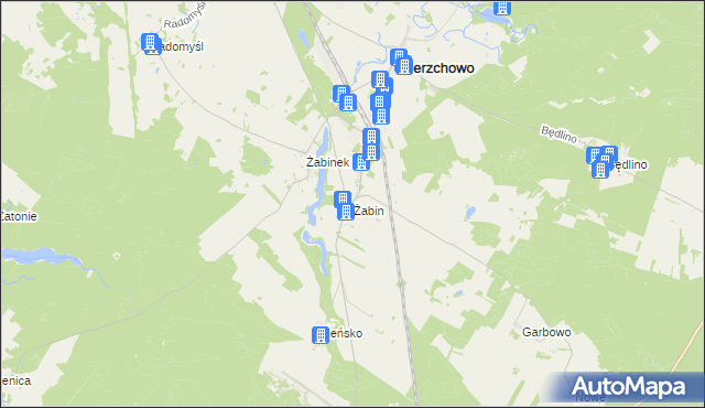 mapa Żabin gmina Wierzchowo, Żabin gmina Wierzchowo na mapie Targeo