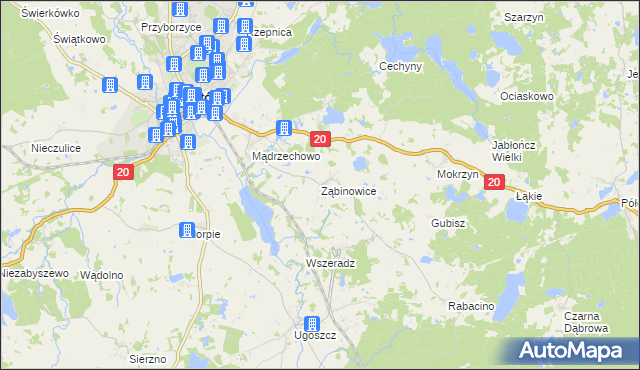 mapa Ząbinowice, Ząbinowice na mapie Targeo