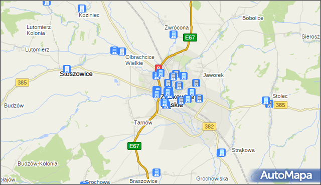 mapa Ząbkowice Śląskie, Ząbkowice Śląskie na mapie Targeo