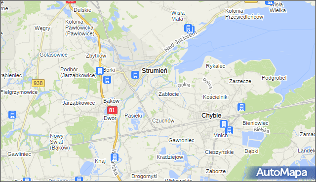 mapa Zabłocie gmina Strumień, Zabłocie gmina Strumień na mapie Targeo