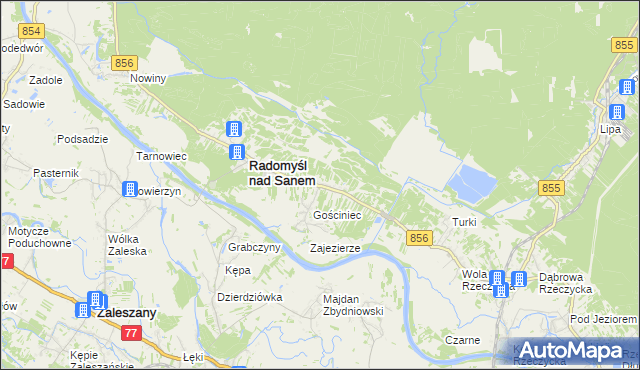 mapa Żabno gmina Radomyśl nad Sanem, Żabno gmina Radomyśl nad Sanem na mapie Targeo