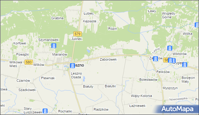 mapa Zaborówek gmina Leszno, Zaborówek gmina Leszno na mapie Targeo