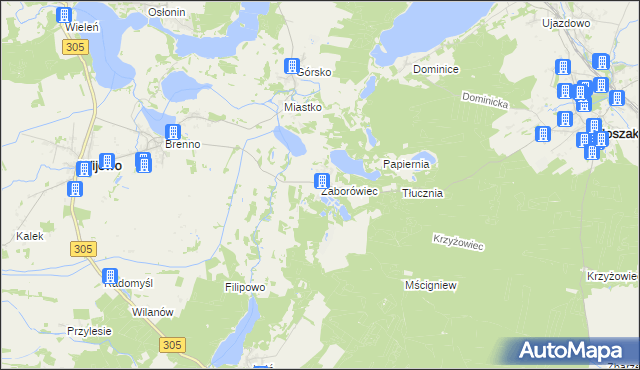 mapa Zaborówiec, Zaborówiec na mapie Targeo