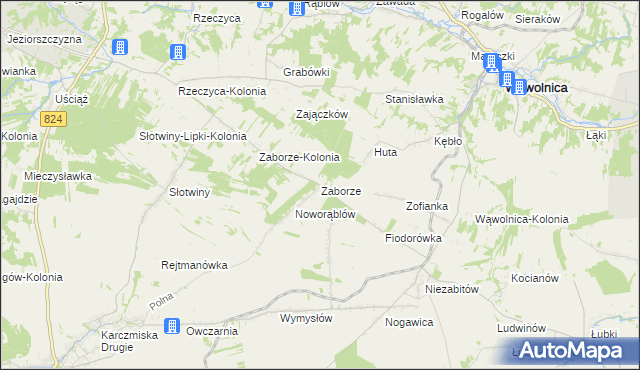 mapa Zaborze gmina Karczmiska, Zaborze gmina Karczmiska na mapie Targeo