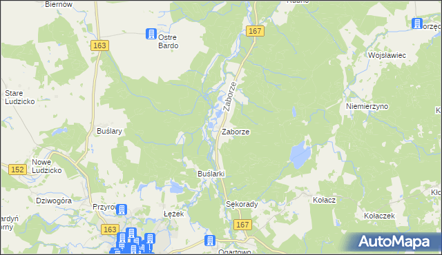 mapa Zaborze gmina Połczyn-Zdrój, Zaborze gmina Połczyn-Zdrój na mapie Targeo