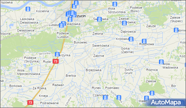 mapa Zabrnie gmina Szczucin, Zabrnie gmina Szczucin na mapie Targeo