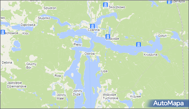 mapa Zabrody gmina Kościerzyna, Zabrody gmina Kościerzyna na mapie Targeo