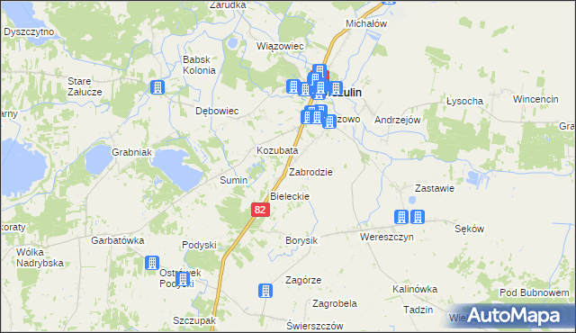 mapa Zabrodzie gmina Urszulin, Zabrodzie gmina Urszulin na mapie Targeo