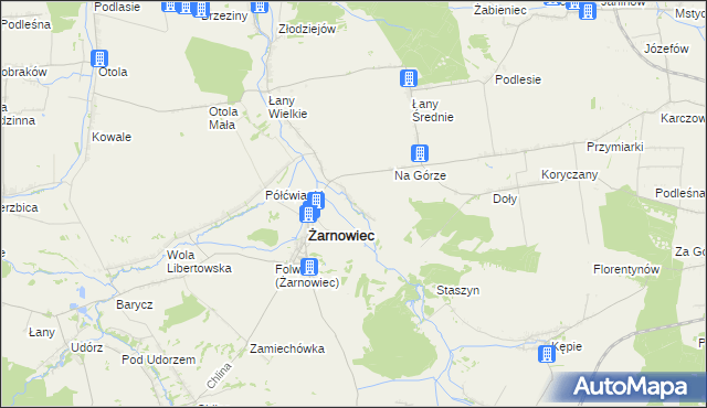 mapa Zabrodzie gmina Żarnowiec, Zabrodzie gmina Żarnowiec na mapie Targeo