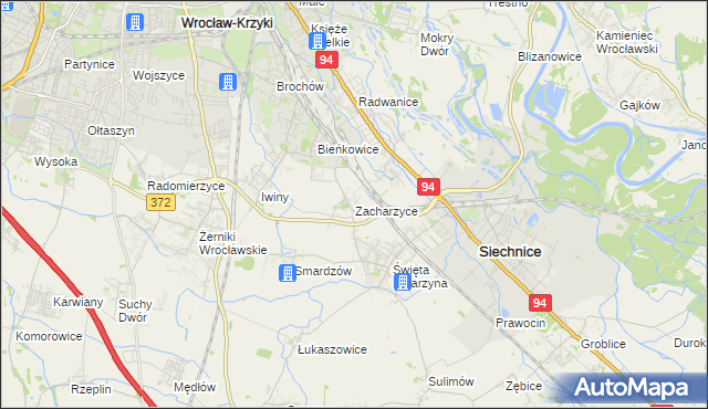 mapa Zacharzyce, Zacharzyce na mapie Targeo