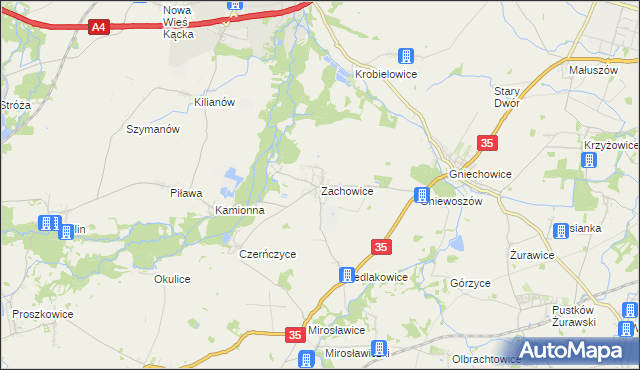 mapa Zachowice, Zachowice na mapie Targeo