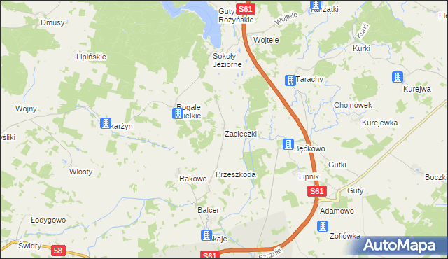 mapa Zacieczki, Zacieczki na mapie Targeo