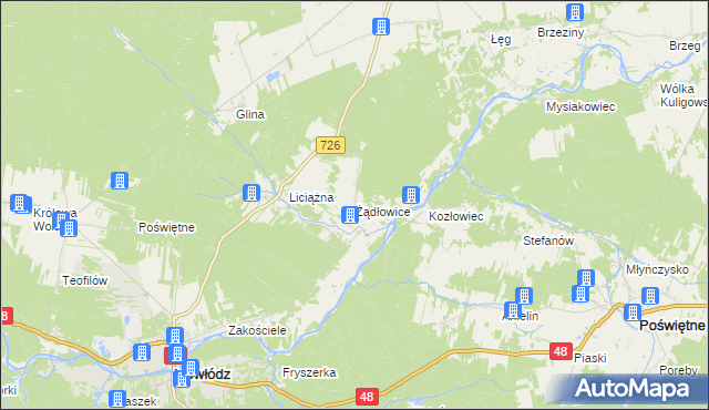 mapa Żądłowice, Żądłowice na mapie Targeo