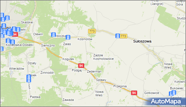 mapa Zadole Kosmolowskie, Zadole Kosmolowskie na mapie Targeo