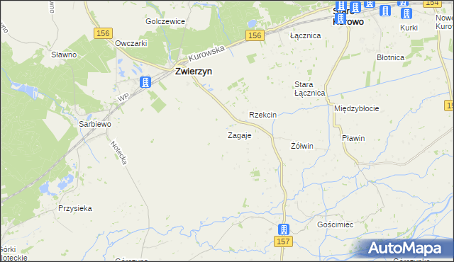 mapa Zagaje gmina Zwierzyn, Zagaje gmina Zwierzyn na mapie Targeo
