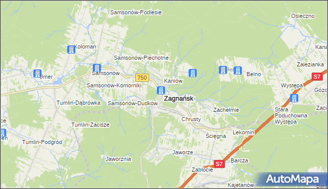 mapa Zagnańsk, Zagnańsk na mapie Targeo