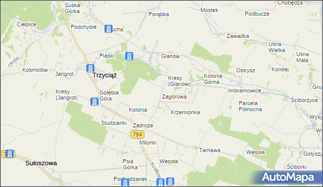 mapa Zagórowa, Zagórowa na mapie Targeo