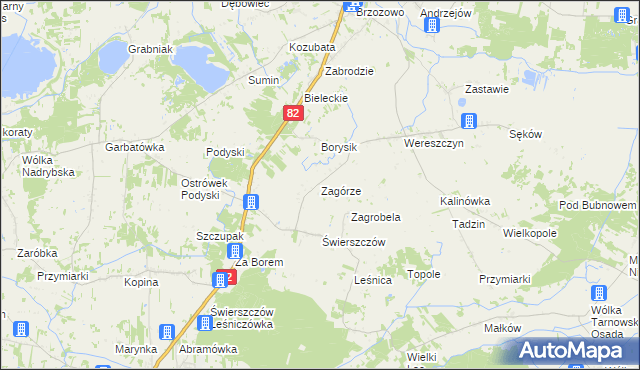 mapa Zagórze gmina Cyców, Zagórze gmina Cyców na mapie Targeo