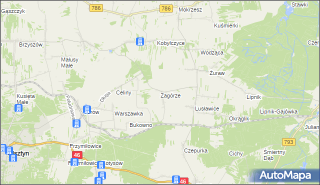 mapa Zagórze gmina Janów, Zagórze gmina Janów na mapie Targeo