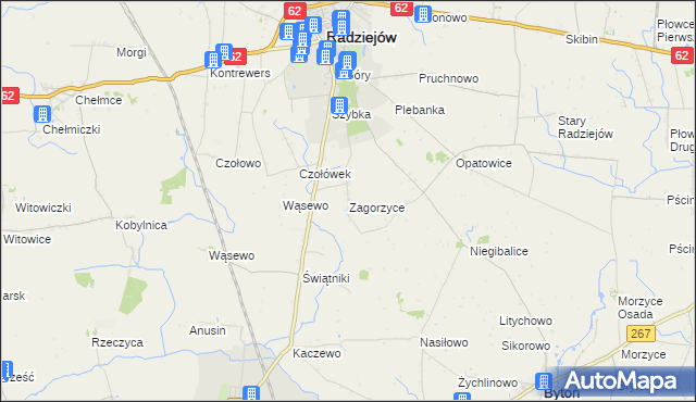 mapa Zagorzyce gmina Radziejów, Zagorzyce gmina Radziejów na mapie Targeo